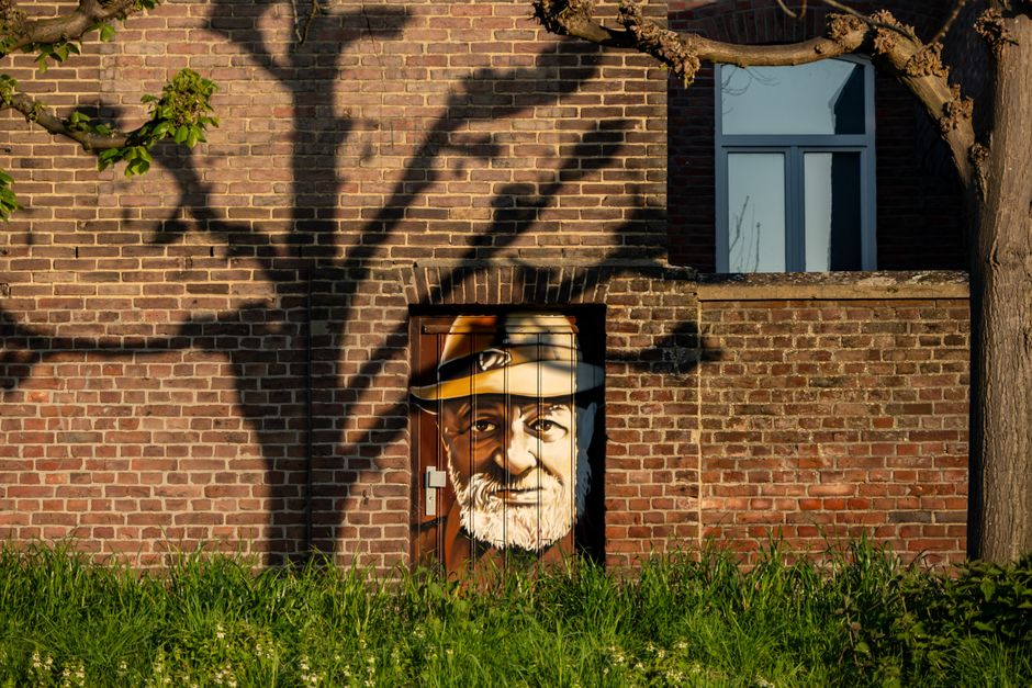 Schilderij van schapen bij ondergaande zon. Schilderij van schapen bij ondergaande zon.